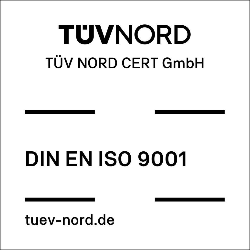 Logo Zertifikat für ISO 9001 für velsycon von Tüv Nord